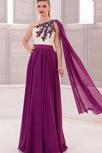 Robe de bal naturel avec chiffon au drapée ligne a decoration en fleur