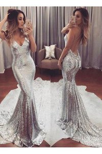 Robe de bal plissé chic sexy bretelles spaghetti de sirène