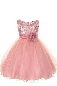 Robe de cortège enfant eclaté ligne a encolure ronde avec fleurs manche nulle