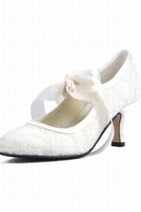 Joli à talons hauts ronde de dentelle rau avec chaussures de mariée