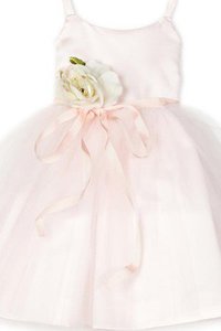 Robe de cortège enfant en taffetas a-ligne avec sans manches avec nœud fermeutre eclair