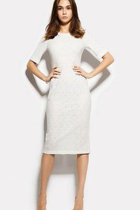 Robe mère de mariée naturel col en bateau de fourreau avec manche 1/2 avec zip