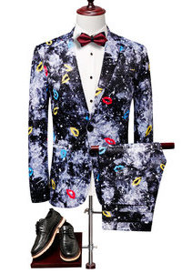 Costumes de mode vacances porter impression hommes hommes slim fit