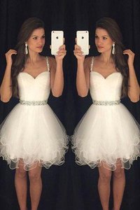 Robe fête de la rentrée naturel bref col en forme de cœur avec perle avec sans manches
