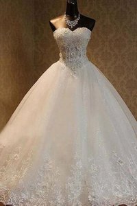 Robe de mariée de mode de bal de col en cœur manche nulle fascinant naturel