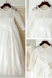Robe de cortège enfant naturel ligne a col u profond avec nœud à boucle de princesse