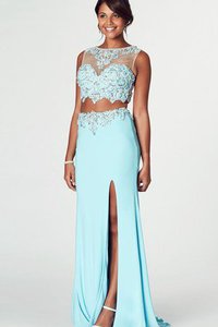 Robe de bal sexy 2 pice fermeutre eclair de traîne courte ouverture frontale