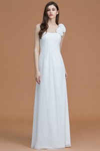 Robe demoiselle d'honneur naturel longueur au ras du sol a-ligne avec chiffon avec fleurs