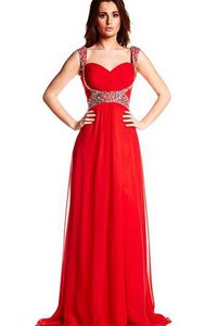 Robe de bal facile en chiffon croisade a-ligne bandouliere spaghetti
