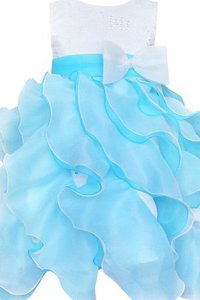 Robe de cortège enfant fermeutre eclair en tulle a-ligne col en bateau avec nœud