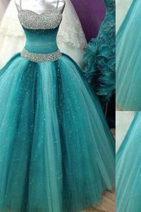 Robe de soirée jusqu'au sol de mode de bal avec perle avec sans manches textile en tulle