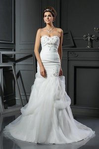 Robe de mariée naturel avec perle de sirène col en forme de cœur cordon