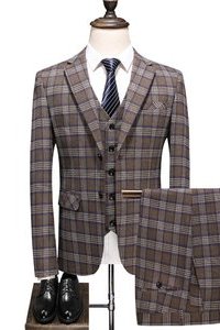 Costume homme 5xl affaires blazers boutonnage imprimé plaid