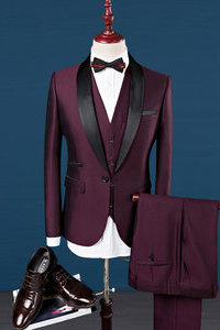 Costume hommes hommes costumes slim fit marié châle revers gilet