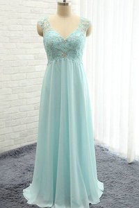 Robe demoiselle d'honneur avec perle de princesse avec sans manches avec chiffon a-ligne