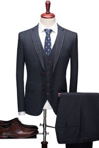 Rayé décontracté costume unique marine costumes de mariage pour hommes