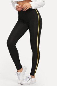 Legging rayé à taille élastique à panneau