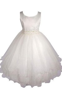 Robe de cortège enfant avec zip en organza manche nulle ligne a en satin