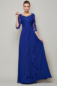 Robe mère de mariée longue avec chiffon longueur au ras du sol a-ligne en 3/4 manche