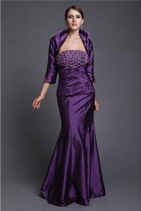 Robe mère de mariée longue jusqu'au sol de sirène textile taffetas avec sans manches