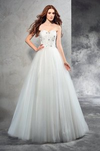 Robe de mariée longue avec zip de princesse avec perle manche nulle