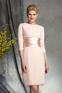 Robe mère de mariée bref avec manche 3/4 de fourreau encolure ronde avec chiffon