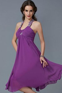 Robe de soirée bref au niveau de genou de princesse en chiffon manche nulle