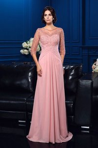 Robe mère de mariée ligne a de princesse avec perle col u profond en chiffon