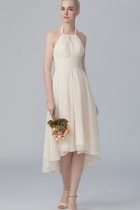 Robe demoiselle d'honneur simple décontracté ruché avec gradins dénudé