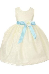 Robe de cortège enfant naturel col u profond en dentelle ligne a avec fleurs