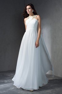 Robe de soirée longue avec perle en chiffon ligne a de princesse