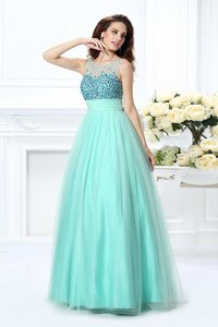 Robe de quinceanera naturel longue avec sans manches fermeutre eclair avec chiffon