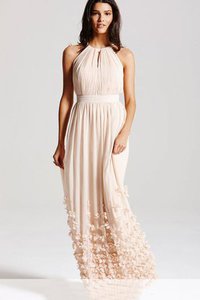Robe demoiselle d'honneur longue avec fleurs elevé fourreaux plissés