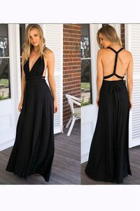 Robe de bal plissé naturel trou serre v encolure avec sans manches