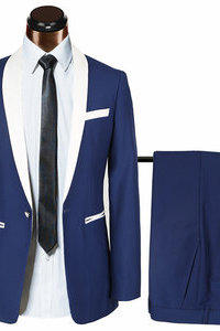 Tuxedos hommes bleu décontracté affaires avec pantalon