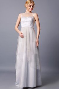 Robe demoiselle d'honneur a-ligne textile en tulle de lotus trou serre avec sans manches