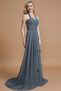 Robe demoiselle d'honneur naturel avec sans manches ligne a en chiffon de dos nu