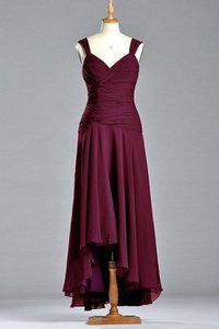 Robe demoiselle d'honneur naturel plissé en 3/4 manche avec zip avec sans manches