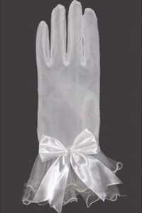 Brillant tulle avec bowknot blanc vintage | gants timeless mariée