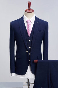 Conceptions hommes marié robe de mariée ensemble costumes 3 pièces plaid