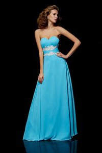 Robe de bal longue fermeutre eclair avec chiffon de tour de ceinture empire ligne a