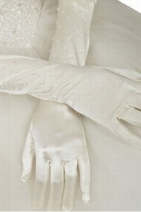 Fait main gants taffetas blanc vintage de mariée