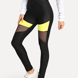 Legging color-block haute qualité en tulle