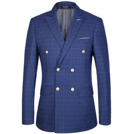 Manteaux hommes blazer double boutonnage plaid costume veste