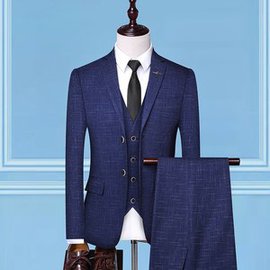 Costume d'affaires 3 pièces plaid formel de mode hommes