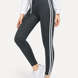 Leggings bande accrocheur rayé côté