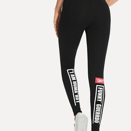 Leggings moulants brillant imprimés slogan