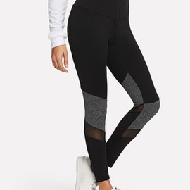 Legging à panneau effet coupé-cousu en tulle