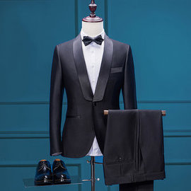 Mode noir groomsman costume avec pantalon hommes costume