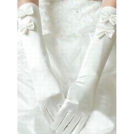 Charmant satin avec bowknot ivoire élégantes | gants de mariée modestes